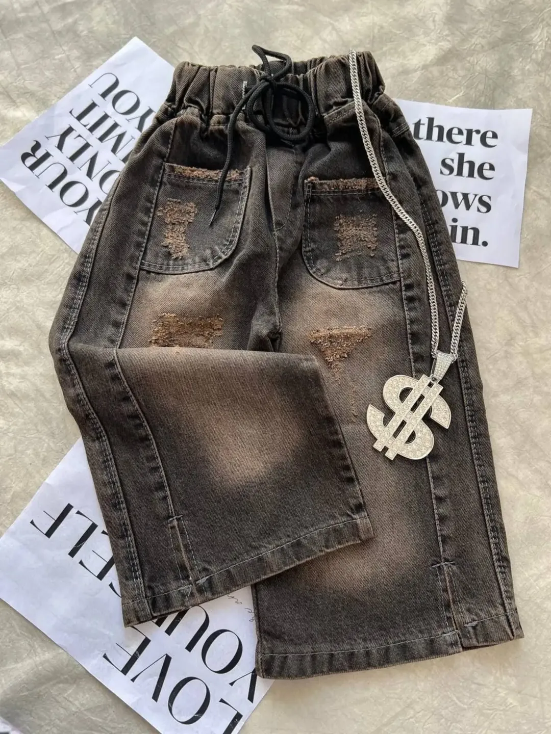 شلوار بگ زغالی