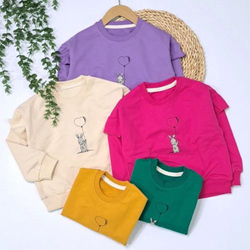 بلوز تک دخترونه طرح خرگوش و بادکنک