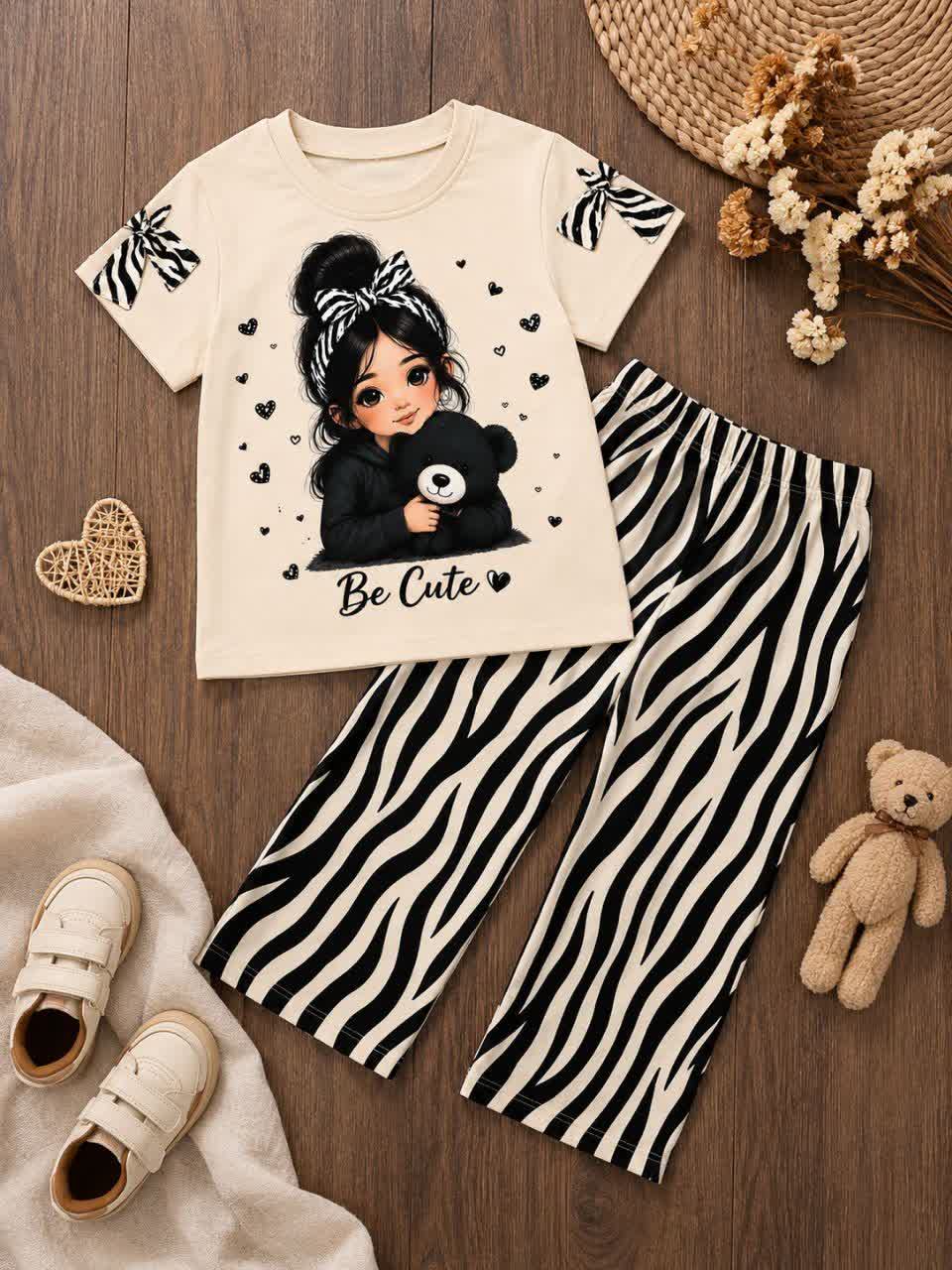 تیشرت Be cute و شلوار بگ طرح زبرا
